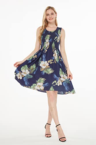 Image of Matchable Family Hawaiian Luau Men Women Girl Boy Clothes in Pineapple Garden Navy