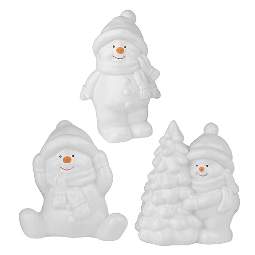 Ideen mit Herz Figuras decorativas de bonecos de neve 2, 3 desenhos e tamanhos, cor branca, 3 unidades