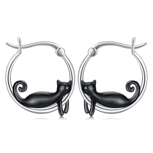 Hypoallergenic Panda/Unicorn/Hummingbird/Dolphin Hoop Earrings for Women 925 Sterling Silver Animal Huggie Hoop Earrings Jewelry Gifts for Sensitive Ears, Plata de ley, No es una piedra preciosa