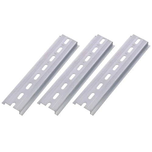 ELILANEY 3Pcs 5mm Wide Slotted Terminal Blocks 7.5mm High Aluminum Mounting Guide for Contactors Silver Tone Support Fixing(100mm 3.94" Long)