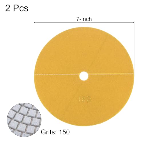Image of uxcell Diamond Polishing Pad 7-Inch 150 Grits Wet /Dry Grinding for Stone Concrete Marble Countertop Floor 2pcs