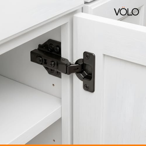 Image of VOLO Cabinet Hinges, Set of 1 (2 Pieces) for Furniture, Wardrobes, Doors, and Storage Units | (3D (Black) Soft Close (Mild Steel), 8 Crank | Half Overlay)