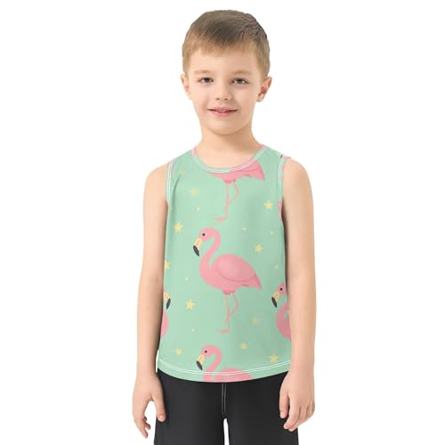Cartoon Flamingo Children Performance Tank Top Sleeveless Teens Vest Active Shirts for Running Golf Hiking 3T2