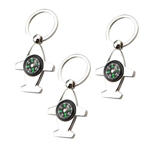 Set de 3 brújulas colgantes con llavero forma avión VICASKY miniatura 1
