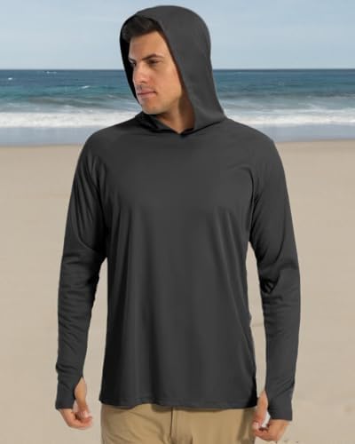 Boladeci UV Shirts for Men Hoodie Sun Protection Clothing Men Sun Hoodie Mens Long Sleeve Shirt Men Summer Shirts Rash Guard Mens Hoodies Pullover Athletic Fishing Swim Shirt Men Tshirts Men Black L — view 7