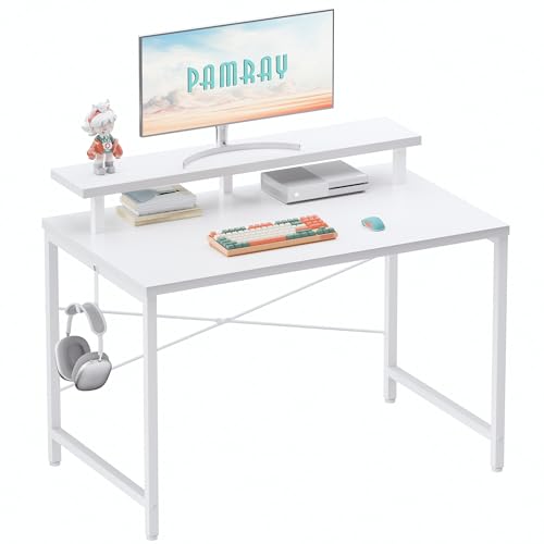 Pamray 32 Inch Small Computer Desk Monitor Stand, Simple
