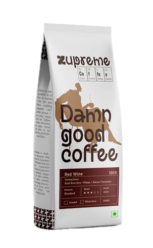 Image of Zupreme Premium Coffee Red Wine Barrel Aged | Premium Specialty Coffee Beans | Oak Barrel Infused | Rich, Smooth & Aromatic | Freshly Roasted | Limited Edition Coffee | 250 Grams