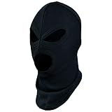 American Made Adult Solid Black 100% Cotton 3 Hole Balaclava with Narrow Eyes Swat Hood Full Face...