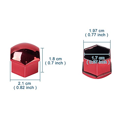 Image of Blueshyhall 17mm Wheel Lug Nut Cover Bolt Caps Anti-Rust Car Tire Nut Cover with Removal Tool (Pack of 20) - Chrome Red