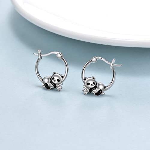 Panda Ohrringe Sterling Silber Panda Bambus Reifen Ohrringe für Frauen und Mädchen Schmuck Geschenke