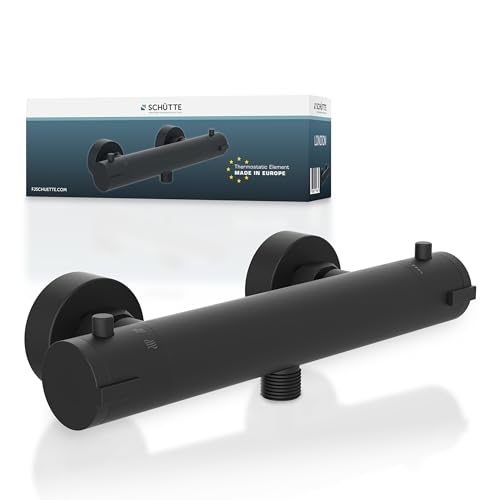 SCHÜTTE 52466 LONDON Mitigeur Thermostatique de Douche Avec Protection Anti-brûlure à 38℃, Robinetterie Noir