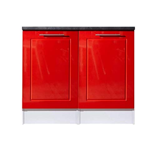 Spülenunterschrank Küche rot Hochglanz Valenzia 2 Küchenschrank Metall...