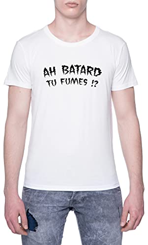 Lacrim Ah Batard Tu Fumes T-Shirt Homme Manche Courte Blanc Men White Tee XS