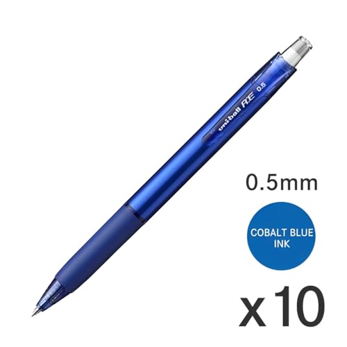 Set de 10 bolígrafos Uni-ball R:E 0.5mm tinta azul borrable miniatura 2