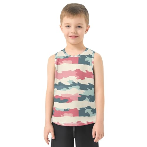 Boys Tank Top Shirts Camouflage Stripes Camo Sleeveless T-Shirts Crew Neck for Kids Clothing Children2