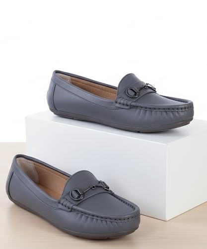 Image of CatBird Women's Metal Detail Slip-On Loafers | Cushioned Comfort Flats | Lightweight Office & Casual Shoes | Anti-Slip Sole Footwear