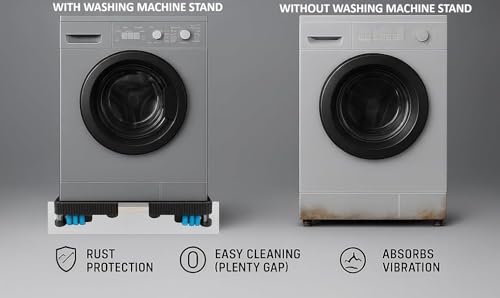Image of 24 Wheel Premius Quality 250 kg Load Capacity Adjustable Size Front /Top Load Washing Machine Stand /Trolley Dishwasher, Refrigerator Fridge Stand /Trolley, Multipurpose Stand, Cooler Stand
