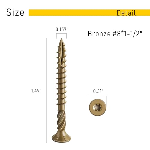 Image of 150pcs Deck Screws #8 x 1-1 /2 Inch Wood Screw Star /Trox Drive Structural Screw for Timber, Log, Landscaping Wood Etc.