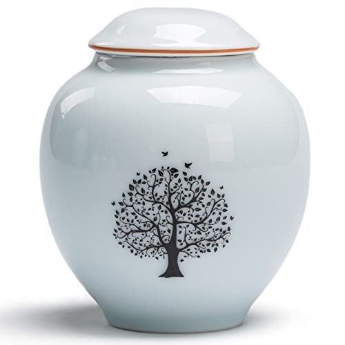 PIOSRTRR Small Urn for Human Ashes Keepsake,for Adult/Pet, Ceramic,Tree of Life PIOSRTRR Small Urn for Human Ashes Keepsake,for Adult/Pet, Ceramic,Tree of Life