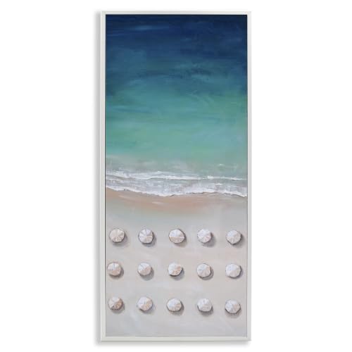'Aerial Umbrellas on Beach Coast'| Framed Giclee Art