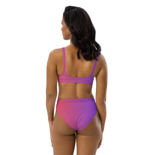 Bikini taille haute violet haut de gamme en tissu premium - 4