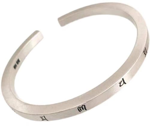 Bracelet ouvert rétro givré mat en argent pour peaux sensibles, fini S999