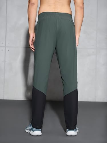 Image of TECHNOSPORT Men's Solid Trackpants DURACOOL+ Quick Dry Straight Fit Mid Rise Drawstring Polyester for Gym Training Outdoor Wear Anti Odour