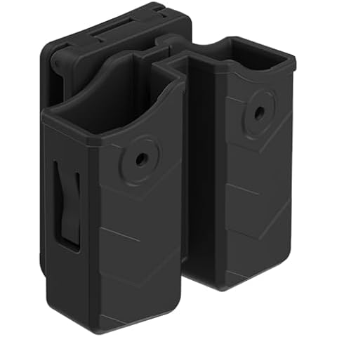 Universal Double Magazine Pouch, OWB 9mm .40 Double Stack Mag Holder Dual Stack Adjustable Retention Pistol Mags Holster Fits Glock/Sig/S&W/Beretta/CZ/H&K/Colt/Browning/Taurus/Springfield/Ruger/CANIK Cover