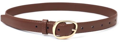 Skinny PU Leather Belts for Women Thin Waist Belt for Dresses Jeans Pants