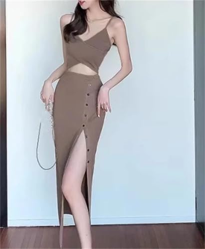 Women Beach Vacation Suits Elegant V Neck Spaghetti Straps Tops High Waist Hip Wrap Single Breasted Split Skir2