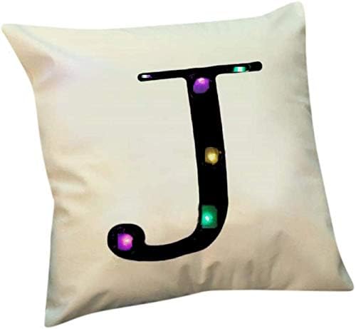 ZUODU Black Cushion Cover Creative LED Colorful Lighting Velvet Letter Cushion Cover Pillow Cover Bar Use Party Use Festival Use Gift Use18x18 or 45cm x 45cm 1pc (J)