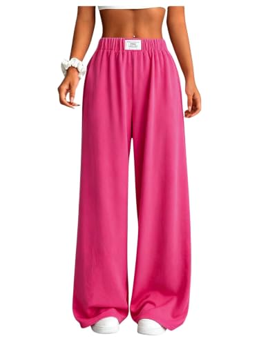 Image of SOLY HUX Girl's Wide Leg Sweatpants Elastic High Waisted Loose Baggy Pants with Pockets