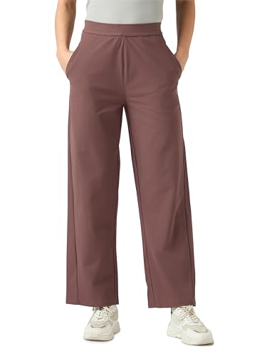 Image of TECHNOSPORT Women's Straight Fit Solid Track Pant for Casual Wear, Active Lifestyle