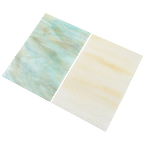 HOMSFOU 2Pcs Rippled Textured Stained Glass Sheets Tiles for Mosaic Crafts Unique Wave Design for Creative DIY Projects and Home Decor