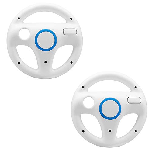 Mario Kart Wii Steering Wheels, ZOTAIN 2 Pack Mario Kart Wii Racing Wheels Compatible with Nintendo Wii, Wii U Racing Games (White X 2)