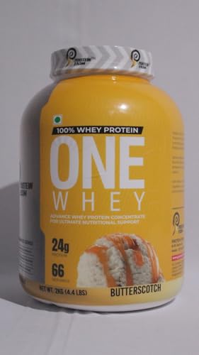 Image of PROTEINFARM ONE WHEY Protein Powder | butterscotch, 2KG | Blend of Whey Concentrate, Whey Isolate) | 24g Pure Protein Per Scoop | BCAA for Quick Muscle Recovery