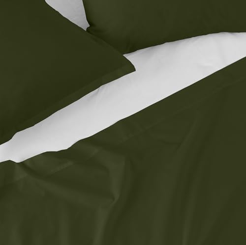Drap plat vert olive 210x270 cm pour lit double 135 140 - 3
