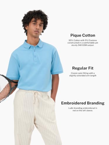 Image of LUDIC Core Polo T-Shirt, Dailymove Collection | Regular Fit | Stand-up Collars | 100% Organic Cotton, 240 GSM | Lightweight & Comfortable |Everyday Essential | Polo T-Shirt for Men