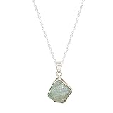 GEMKORA™ Natural Blue Aquamarine Bezel Crystals Pendant Necklace, Energy Rough Gemstone, Healing Raw Crystals, Birthday, Gift for her, 925 Sterling Silver Jewelry 18 inch