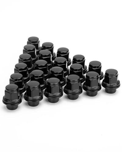 M12x1.5 Lug Nuts, Compatible with Toyota Camry Corolla Tacoma Highlander 4Runner Lexus Scion - 20PC 13/16" Hex, 1.46" Tall, 1.1" Wide - 12x1.5 OEM/Factory Black Wheel Lug Nuts Closed End Mag Seat