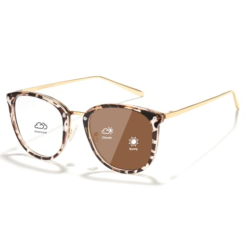 Image of Cyxus Blue Light Glasses Photochromic Lens for Women, Fashionable Computer Glasses on Office Reduce Eye Strain Anti Migraine Great for Working Reading