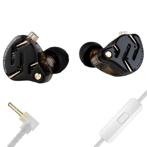 Image of KZ ZS12 PRO 2 in Ear Monitor Headphones, 5BA+1DD 6 Hybrid Driver Gaming Earbuds Wired Earphones, HiFi Clarity Sound Immersive Bass IEMs for Gaming Musicians Singers Audiophiles (Black with Microphone)