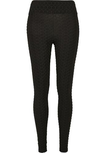 Leggings femme taille haute Urban Classics nid d'abeille noir stretch