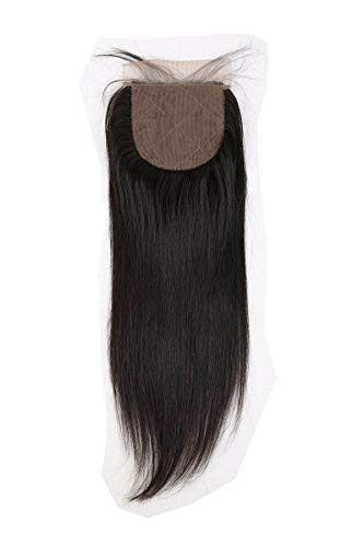 Greatremy Straight Silk Base Closure with Baby Hair 4"x4" Human Hair Natural Color 12inch