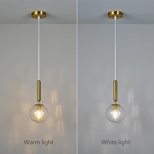 Image of Modern Gold Pendant Light Hanging Fixture Light for Kitchen Island Mid Century with Globe Pendant Light Clear Glass Pendant Lighting for Living Room Bedroom Entryway (2 Pack)