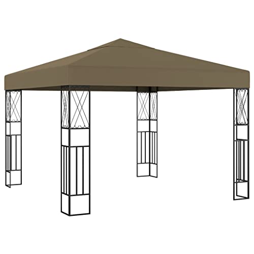 FIRBNUS Cenador de Tela Gris taupé 3x3 m Cenadores para Jardin Cenadores Terraza Exterior Pergolas De Jardin Toldos para Patio Cenadores para Exterior Ideal para Cualquier Evento Al Aire Libre