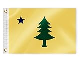 Original Maine State Boat Nautical Flag 12x18 Inch Double Sided 3 Ply ME Marine Flag Nylon Small Yacht Sail Pontoon Boat ATV Truck Bike Motorcycle Banner Brass Grommets Patriotic Outside(Pattern A)