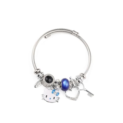 Image of YouLuo Cute Necklace Charm Bracelet Set,Personalized Jewelry Gift for Women | Cute Charm Bracelet, Adjustable Stainless Steel Bracelet, Anime Cartoon Accessories Bracelets for Women Gift and Friendship