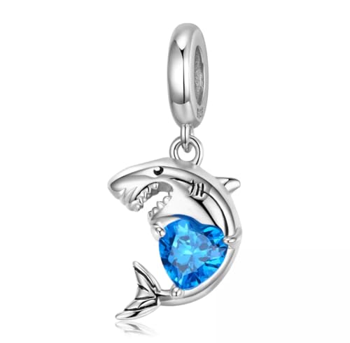 Abalorio de tiburón para pulsera Pandora colgante de plata de ley marina
