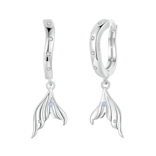 Boucles d'oreilles en argent Sterling queue de poisson créoles précieuses